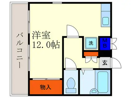 メルディアキューブ観月橋B棟(ワンルーム/4階)の間取り写真