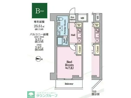 HYS KAMEARI(1K/6階)の間取り写真