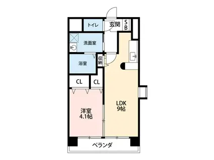 アヴェニール上六名(1LDK/3階)の間取り写真