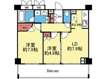 フォリアージュ青葉台(2LDK/B1階)の間取り写真