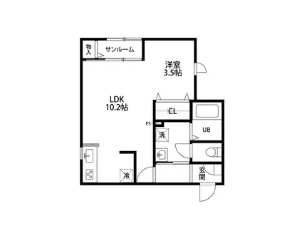 シュエットブラン(1LDK/1階)の間取り写真
