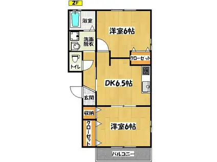 スマイル光B(2DK/2階)の間取り写真