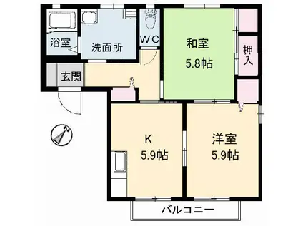 リーデン ハイツ(2K/2階)の間取り写真