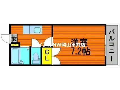 シャルムパレスA(1K/3階)の間取り写真