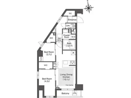 コンフォリア・リヴ西葛西(2LDK/4階)の間取り写真