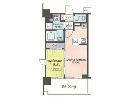 ガーラ・プライム横濱関内(1DK/4階)の間取り写真