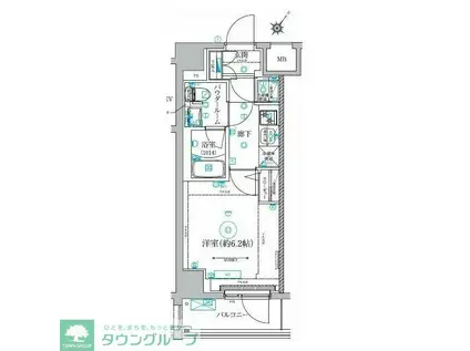 アルテシモ フルッソ(1K/6階)の間取り写真