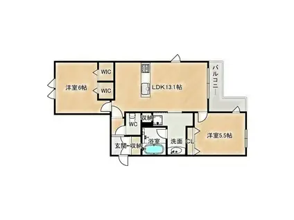 内代レジデンスサウス(2LDK/4階)の間取り写真