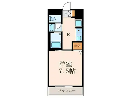 グランドアイ三萩野(1K/5階)の間取り写真