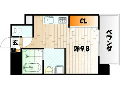 ドレスローズ(1K/8階)の間取り写真