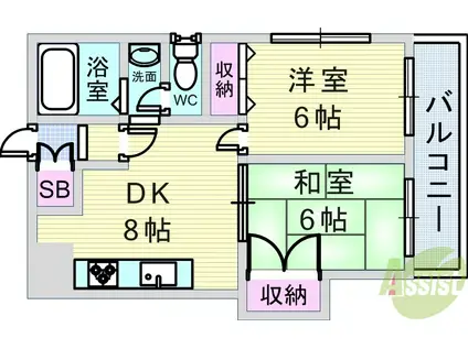エドケンベルトピア豊中I(2LDK/3階)の間取り写真