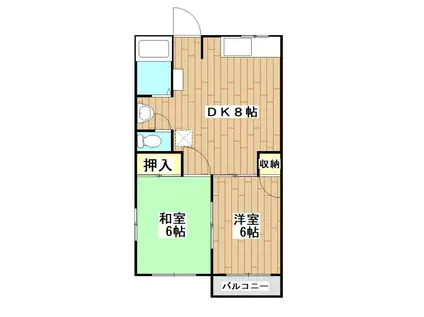 ベリーフ大野台(2DK/2階)の間取り写真