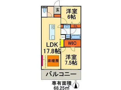 ロイヤルパークス西新井(2LDK/4階)の間取り写真