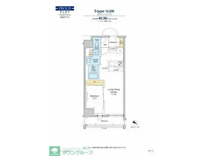 プラウドフラット両国サウス(1LDK/6階)の間取り写真