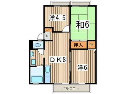 フロンティアB(3DK/1階)の間取り写真