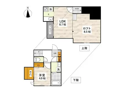 熊本市南区薄場1丁目(1LDK/1階)の間取り写真