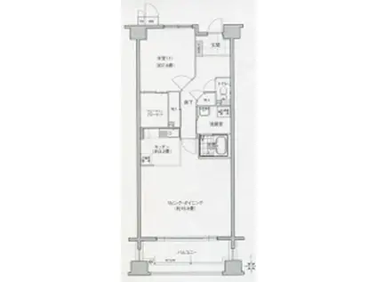 ソーラスフロント富船北棟(1LDK/2階)の間取り写真