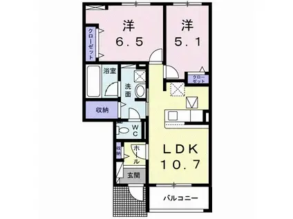 アット横小路(2LDK/1階)の間取り写真