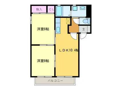アルツノバI・II(2LDK/2階)の間取り写真