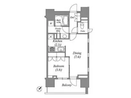 オーパスホームズ千駄木(1LDK/2階)の間取り写真