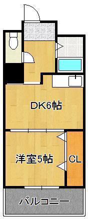 ピュアシティ小倉(1DK/9階)の間取り写真