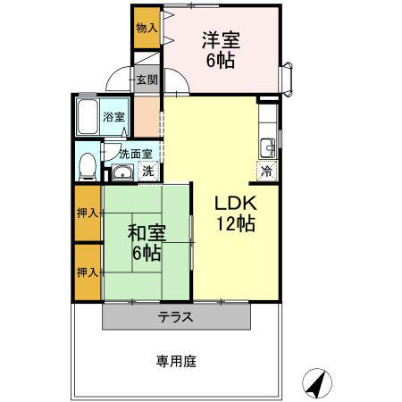 メルベーユ横尾 B棟(3DK/1階)の間取り写真