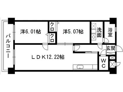 ラフィーネ到津学園通(2LDK/7階)の間取り写真