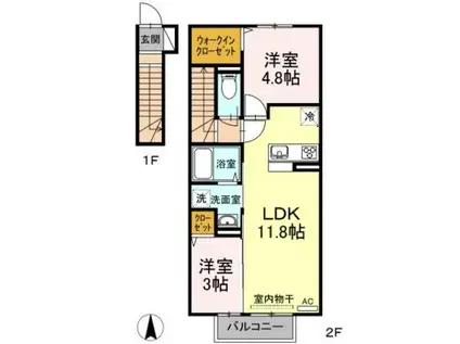 D-ROOM築城町(2LDK/2階)の間取り写真