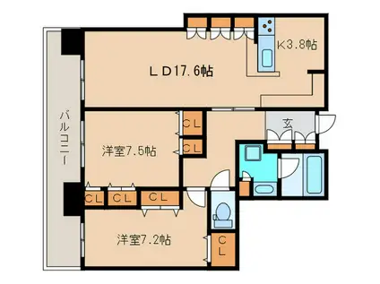 リガーレ日本橋人形町(2LDK/14階)の間取り写真