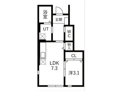 ブラストII(1LDK/1階)の間取り写真