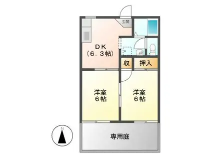 コーポ浜見(2DK/1階)の間取り写真