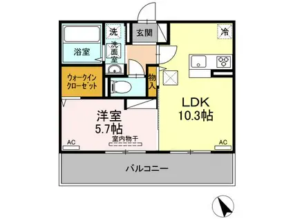 コンフィデンスS.S(1LDK/1階)の間取り写真