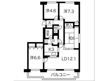 リラハイツ美園(4LDK/3階)の間取り写真