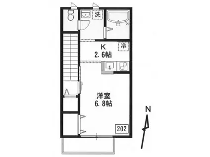 シャンテ(1K/2階)の間取り写真