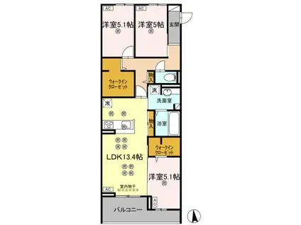 エグレットテラスII(3LDK/3階)の間取り写真