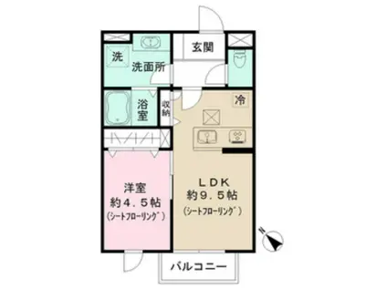 セレナモンド(1LDK/1階)の間取り写真