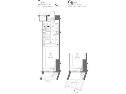 ZOOM北千住(1K/4階)の間取り写真