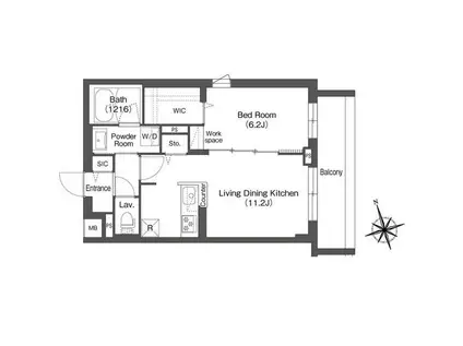 アイフラット方南町(1LDK/2階)の間取り写真