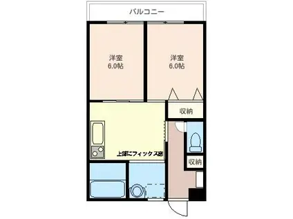 ラフィーヌダンデリオン(2DK/2階)の間取り写真