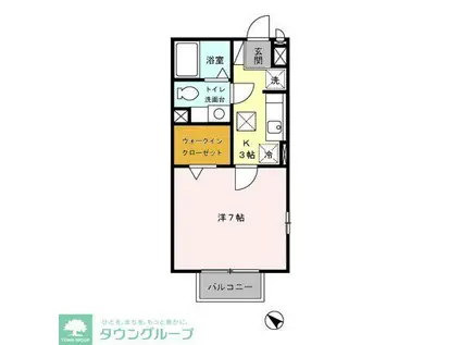 B-クレセント(1K/1階)の間取り写真