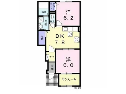 ラポート清水II(2DK/1階)の間取り写真