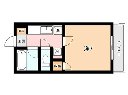 K1ビル(1K/4階)の間取り写真