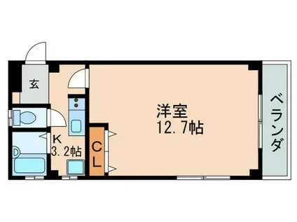 クレールウダ(1K/3階)の間取り写真