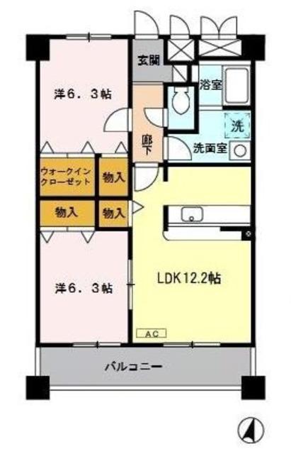 グラース(2LDK/2階)の間取り写真
