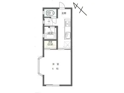 オクト1成田(1K/2階)の間取り写真