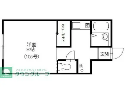 コムズ東大和(1K/1階)の間取り写真