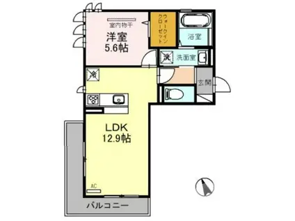 メゾンシュシュ(1LDK/3階)の間取り写真
