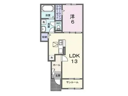 カミヒコウキ(1LDK/1階)の間取り写真