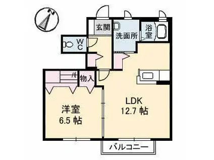 フローラル ヒロ(1LDK/1階)の間取り写真