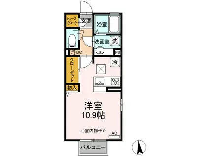 D-ROOMステラルーチェ101(ワンルーム/1階)の間取り写真